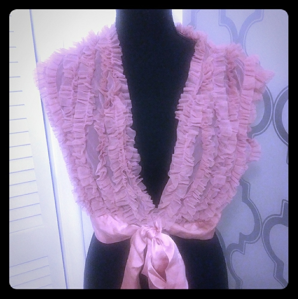 Betsey Johnson Ruffled Cami Shrug Nylon Ribbon Bow